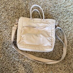 Uniqlo Cream Tote Bag with Front Pocket